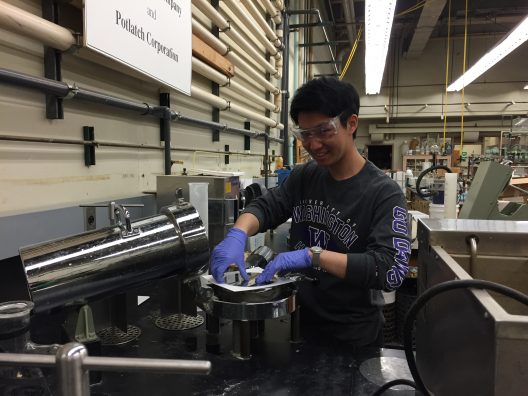 One of our students working in one of our labs.