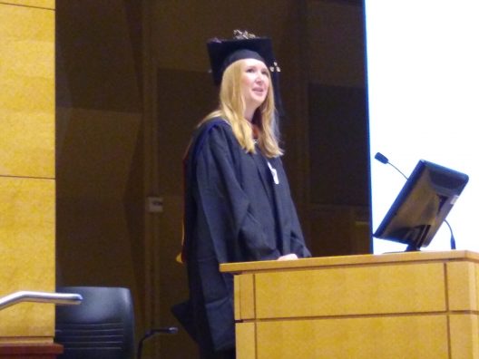 Christina Bjarvin speaking at SEFS Graduation