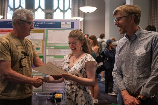 woman receives an award
