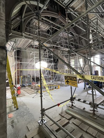 Anderson Hall undergoing construction on the University of Washington campus.