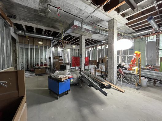 Anderson Hall undergoing construction on the University of Washington campus.