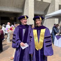 SEFS Faculty member Greg Ettl and his student outside of Kane Hall on the University of Washington campus.