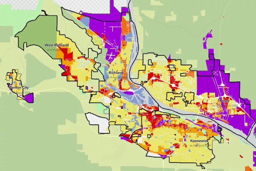 Image of a zoning map from eastern Washington